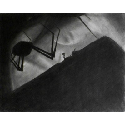 1-11x14 LIMBO Charcoal Drawing and Illustration Dark Gothic Fine Art Original Video Game Art Scary Macabre Black & White Drawing Halloween Spider - BVELWY3ZS