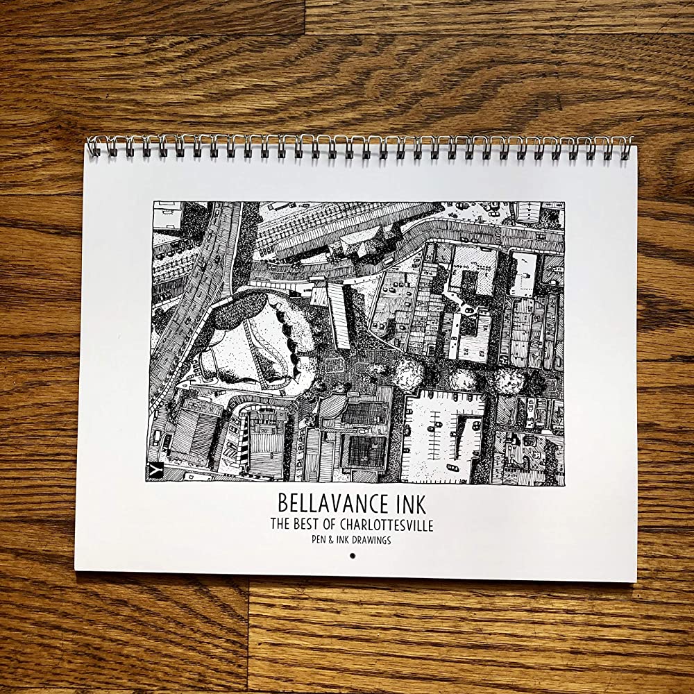 BellavanceInk: Calendar With Pen & Ink Drawings of the Best of Charlottesville Establishments 2020 8.5 x 11 Inches - BCMLTSE1B