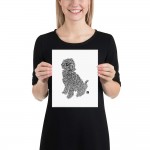 BellavanceInk: Pen & Ink Drawing of Sitting Labradoodle Dog - BHN4EIGBS