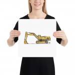 BellavanceInk: Pen & Ink Drawing With Water Color Print of Construction Excavator - BRKY69URH