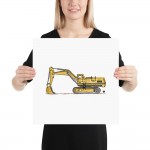 BellavanceInk: Pen & Ink Drawing With Water Color Print of Construction Excavator - BRKY69URH