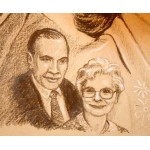 Custom Portrait Drawing of People Sepia and White on Toned Paper - BXTYPYD9E