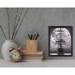 Drawn2Draw Pirate Ship Wall Decor Full Moon Wall Art Pencil Drawing Print Poster Black and White Nautical Ocean Scene - BE64L9RK0