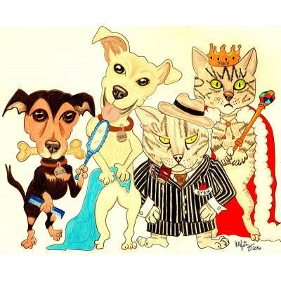 Gift Personalized Custom Pet Drawing Cartoon Dog Cat Pet 11"x14" - BRDKVVZCF