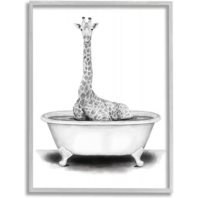 Giraffe In A Tub Funny Animal Bathroom Drawing - B0GQW032W