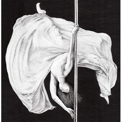 Original art wall Black and white drawing stippling pointillism Dancer - BEXHUAPHB