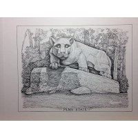 Penn State Lion Statue 8"x10" pen and ink print - BMWDW4ZFV