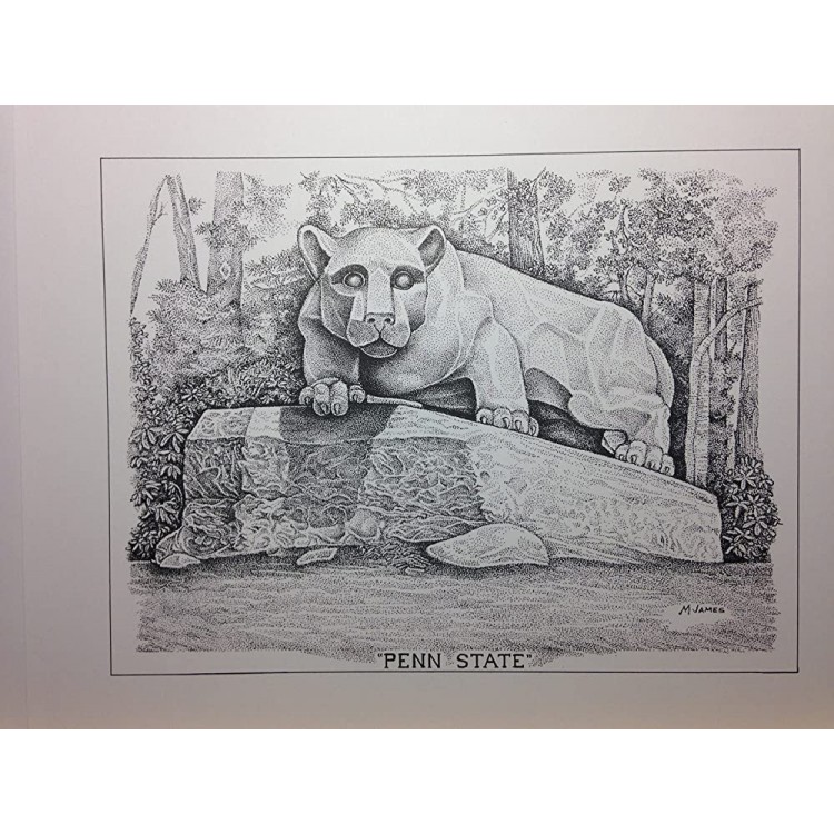 Penn State Lion Statue 8x10 pen and ink print - BMWDW4ZFV
