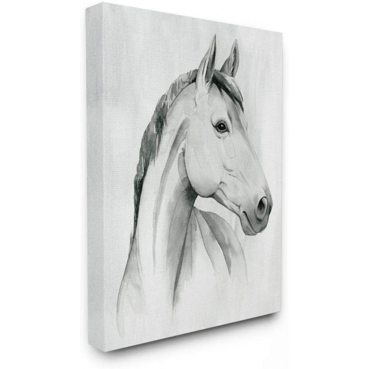 Stupell Industries Horse Portrait Grey Drawing Design Designed by Grace Popp Wall Art 16 x 1.5 x 20 Canvas - BO0Q29CQV