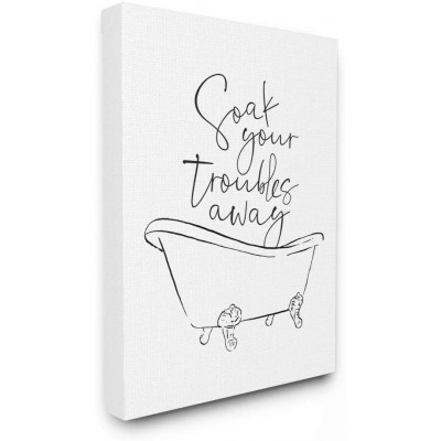 Stupell Industries Soak Your Troubles Away Ink Drawing Bathroom Design by Milli Villa Wall Art 24 x 30 Canvas - B6KID7XYV