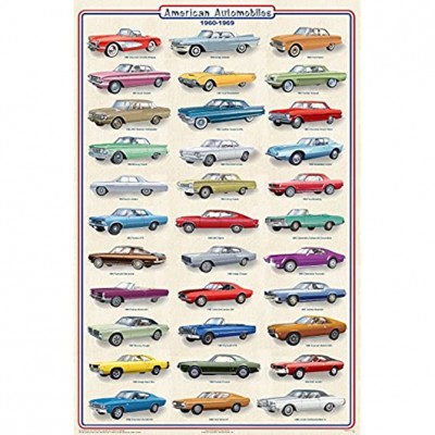 American Automobiles 1960-1969 Educational Car Transportation Reference Chart Print Poster 24x36 - BLYQLVN07