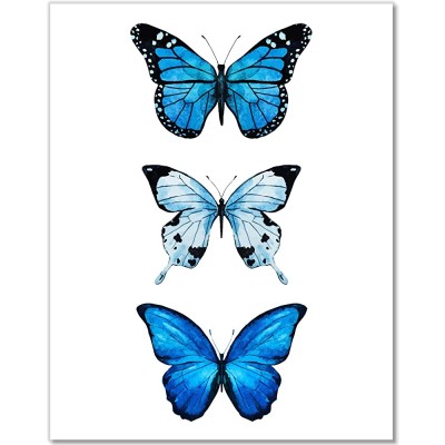 Butterfly Wall Art Blue Butterflies Room Decor Watercolor Art Print 11x14 – Unframed Poster Blue - BODI52NV2
