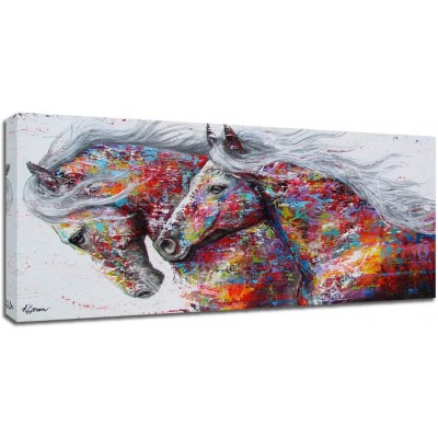 Canvas Prints Wall Art Abstract Horse Art Pop Art Funny Colorful Horse Animal Print Posters on Canvas Painting Home Decor Picture 24"x48" - BMEHV2B8I