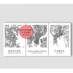 Custom Map Wall Art Print Poster Set of 3 City Map Street Black & White - BJI3OTCPN