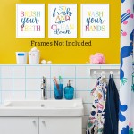 Funny Bathroom Quote&Saying Art Print,Watercolor Lettering Sign Wall Art Painting Poster,Colorful Bathroom Rules Typography Cardstock Poster For Kids Washroom Decor 12’’ x 16’’,set of 4 ,Unframed - BNR211SFI