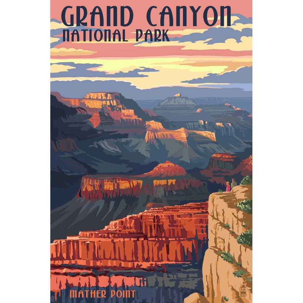 Grand Canyon National Park Arizona Mather Point 12x18 Art Print Travel Poster Wall Decor - BZ97H5CJD
