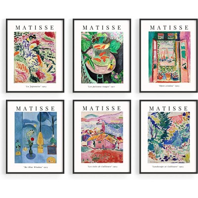 Haus and Hues Aesthetic Posters Matisse Poster Set of 6 Matisse Wall Art Wall Posters Aesthetic Matisse Prints Art Exhibition Poster Mattise Art Summer Matisse Art Print 11" x 14" UNFRAMED - BKNBKLREU