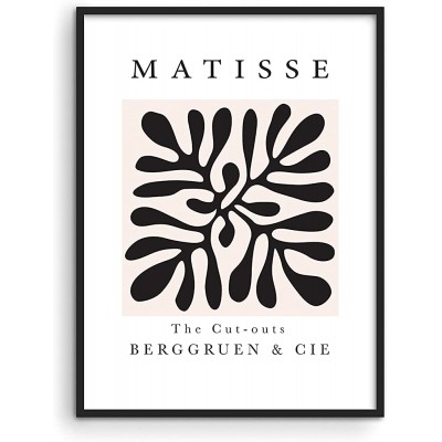 Haus and Hues Matisse Poster and Abstract Art Prints Henri Matisse Prints and Art Exhibition Poster | Matisse Paper Cutouts Aesthetic Art Drawing Black Plant Clover Matisse Framed Black 12x16 - B6GV1VJS6