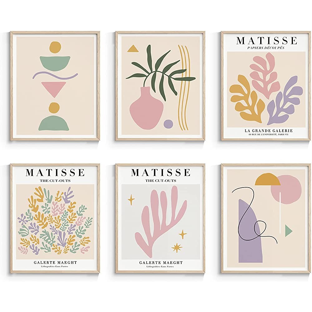 InSimSea Matisse Wall Art Exhibition Poster & Prints Boho Wall Posters for Room Aesthetic Abstract Art Prints UNFRAMED 8x10in Set of 6 - BQYICKM81
