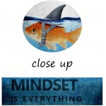 Inspiration Office Canvas Wall Art Posters Goldfish Pictures Big Shark Canvas Painting Mindset is Everything Print Poster Artwork Wooden Home Decor for Guest Room Bar Framed Ready to Hang-24”Wx36”H - BX7DWNUWW