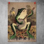 IXMAH Banjo Frog Art Poster Canvas Painting Creativity Poster and Print Wall Art Picture for Living Room Home Decoration Frog,16x24inch Unframed - BYQPUEY9B