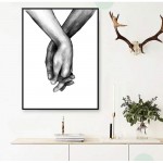 Kiddale Love and Hand in Hand Wall Art Canvas Print Poster,Simple Fashion Black and White Sketch Art Line Drawing Decor for Home Living Room Bedroom Office,Set of 3 Unframed 12x16 - B01NNRKVA