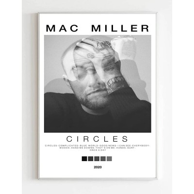 Mac Miller Circles Album Cover Poster Print With Track List and Color Tiles 11" x 17" inches Ready to Frame Wall Art - BN4FQW2XQ