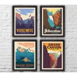 National Park Posters & Prints Set Of 4 By Herzii Prints | Vintage National Parks Poster | Nature Wall Art Decor | Mountain Travel Posters 8x10 UNFRAMED - BX99J889V