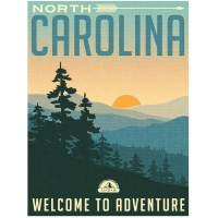 North Carolina Welcome to Adventure Retro Travel Art Cool Wall Decor Art Print Poster 24x36 - BBSDNLMY6