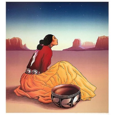 Picture Peddler La Noche by R.C. Gorman Southwest Native American Indian Navajo Art Poster Print Overall Size: 27.25x31.25 Image Size: 23.5x25.5 - BM0NC45JB