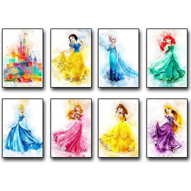 Princesses Posters 8PCS Fairy Princesses Poster Decor Wall Art Posters Print for Room - BYIQNA1MP