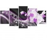Purple Floral Poster Flower Canvas Wall Art Print Flowers Orchid Home Decor for Office Decor Framed Stretched Picture Painting Artwork E,Oversize 40x20inch - BO63VD2C2