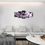 Purple Floral Poster Flower Canvas Wall Art Print Flowers Orchid Home Decor for Office Decor Framed Stretched Picture Painting Artwork E,Oversize 40x20inch - BO63VD2C2
