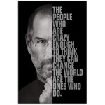 Steve The people Who are Crazy EnoughSteve Jobs Canvas Painting Inspirational Entrepreneur Quotes Print Poster Artwork for Living Room Bedroom Office Framed Ready to Hang - BVFT3ODK6