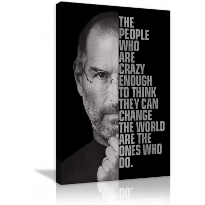 Steve "The people Who are Crazy Enough"Steve Jobs Canvas Painting Inspirational Entrepreneur Quotes Print Poster Artwork for Living Room Bedroom Office Framed Ready to Hang - BVFT3ODK6