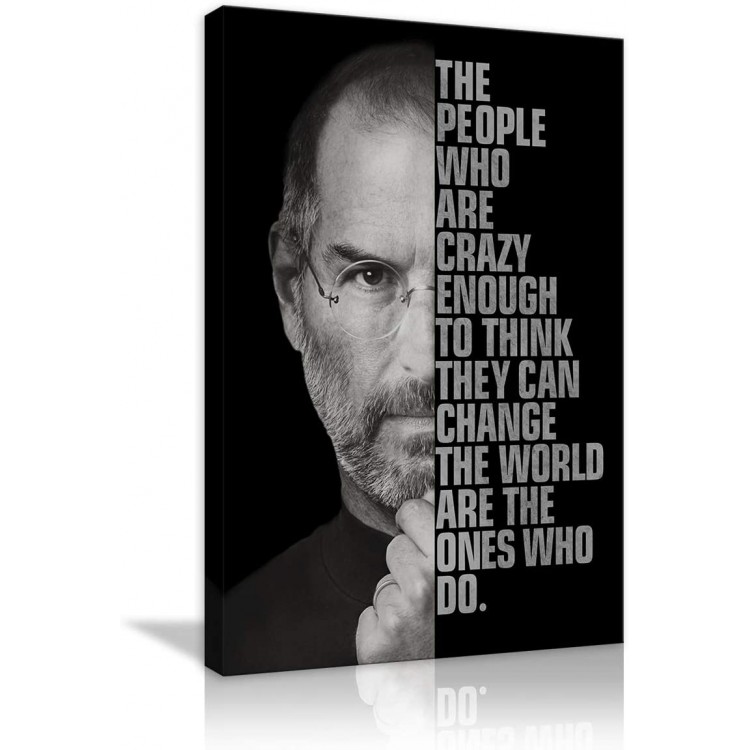 Steve The people Who are Crazy EnoughSteve Jobs Canvas Painting Inspirational Entrepreneur Quotes Print Poster Artwork for Living Room Bedroom Office Framed Ready to Hang - BVFT3ODK6
