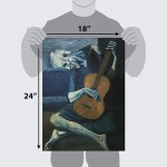 The Old Guitarist by Pablo Picasso Poster Print 1903 Laminated Old Man with Guitar Wall Art 18 x 24 - B2SU9INIU