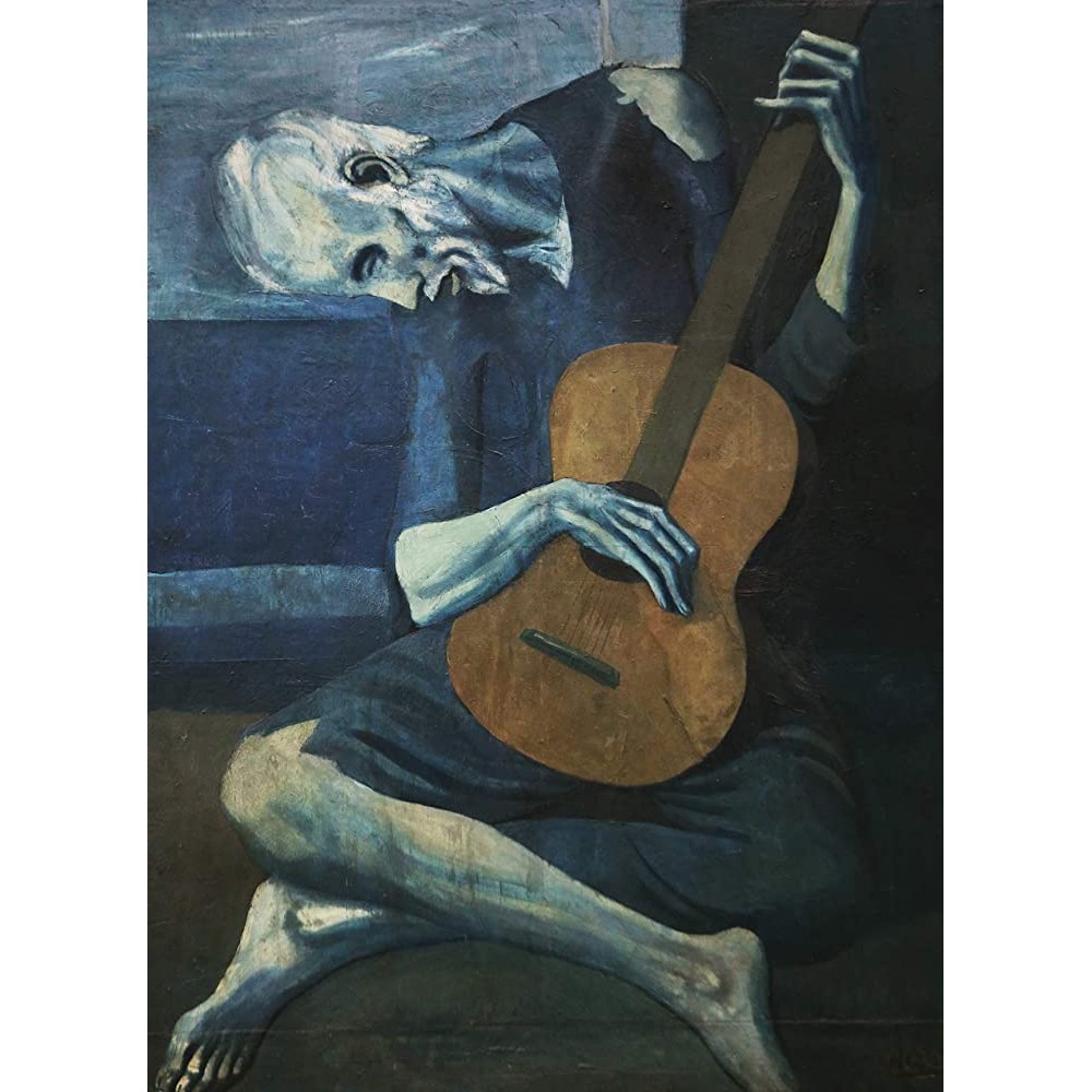 The Old Guitarist by Pablo Picasso Poster Print 1903 Laminated Old Man with Guitar Wall Art 18 x 24 - B2SU9INIU