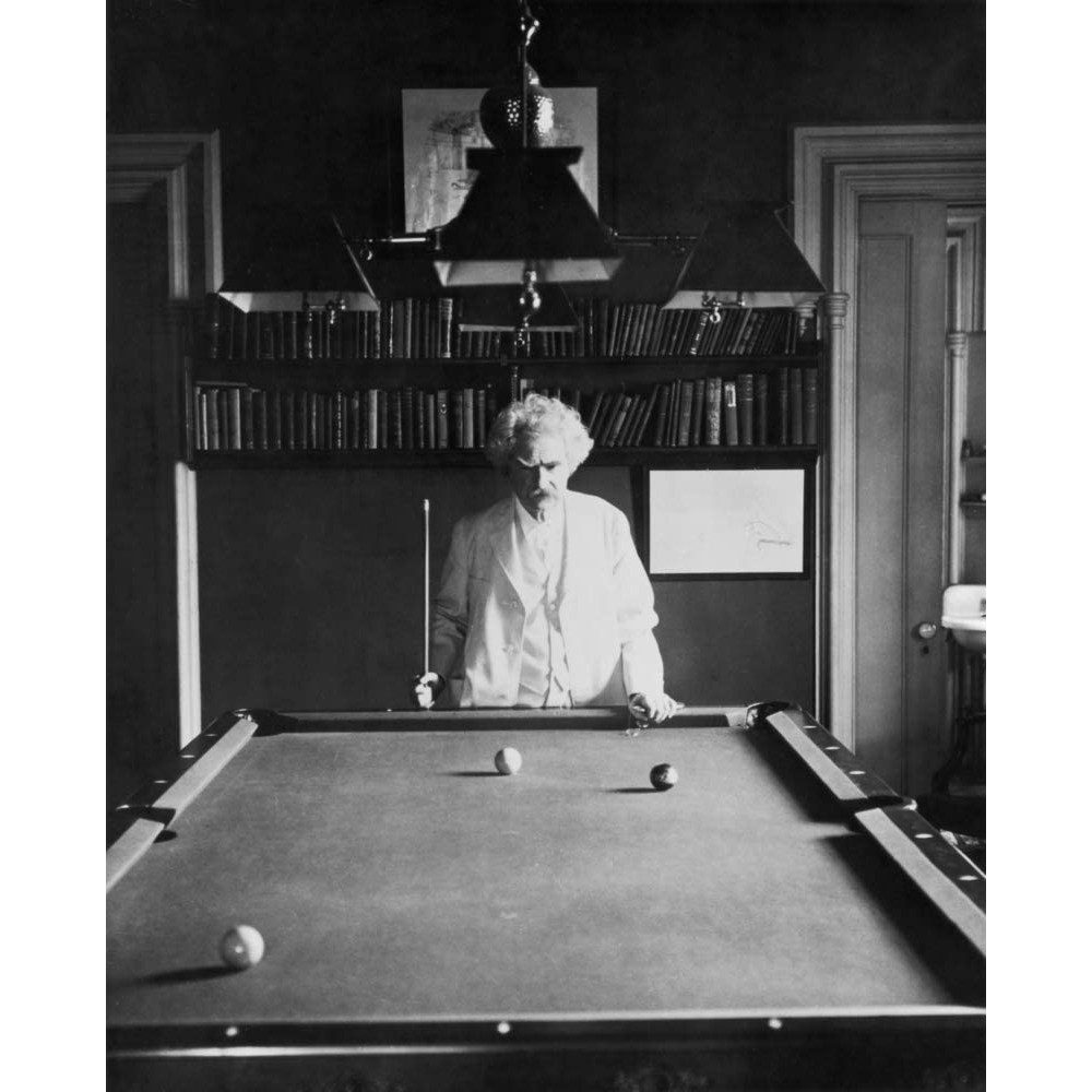 DS Decor Photos Quality Digital Print of a Vintage Photograph Mark Twain Plays Billiards CT 1891. Black & White 11x14 inches Matte Finish - B06LM6ZR5
