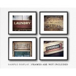 Lisa Russo Fine Art Vintage Style Laundry Room Wall Art Set of 4 Prints Not Framed 4 5x7 Prints Only - B4RPFSUMY