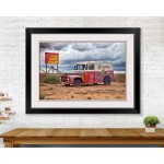 Wall Art Decor Photograph of Old Rusty Red and White Carnation Dairy Truck - BUIRGNR3B