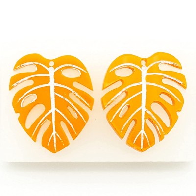 1.25" Wide 3mm Deep Flat Monstera Leaf With Hole Shiny Silicone Earring Mold For Resin MP107 - BGYPV7J56