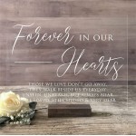 Acrylic Wedding Memorial Sign for Loved Ones 8” x 10” Forever in Our Hearts Wedding Sign or Daily Memento 8x10 Dark Walnut Stand - B05ZGEV32