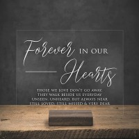 Acrylic Wedding Memorial Sign for Loved Ones 8” x 10” Forever in Our Hearts Wedding Sign or Daily Memento 8x10 Dark Walnut Stand - B05ZGEV32