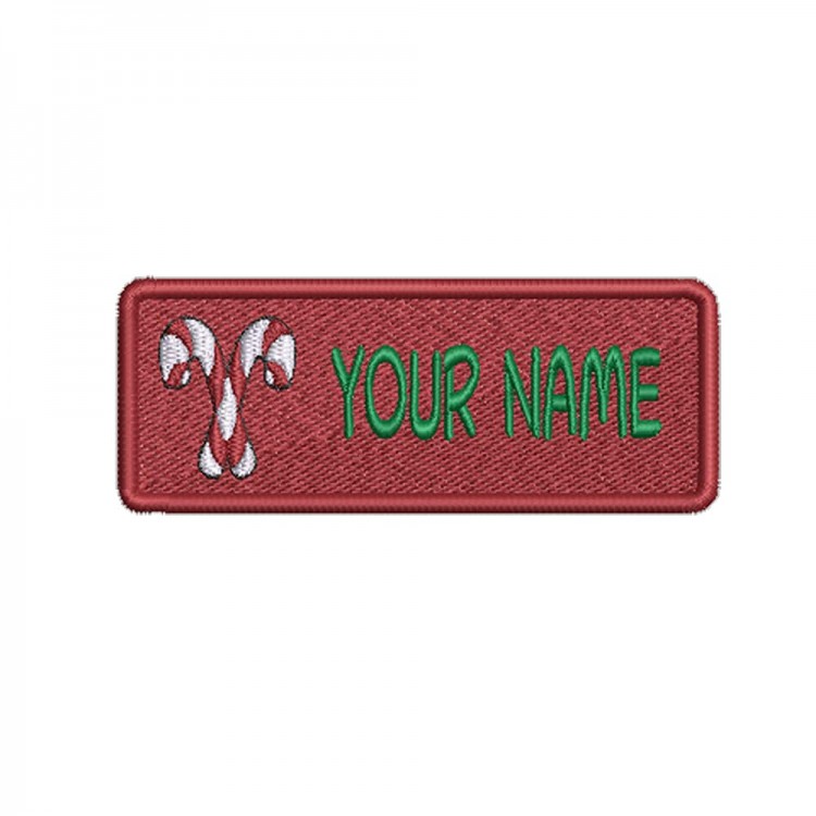 CustomYour Name Christmas Stocking Name Tag 4 W x 1.5 T Embroidered Patch Iron-On or Sew-On Red Personalized Applique Festive Font Clothing Merry Christmas Santa Holly Bells Candy Cane - BIIFOOLV6