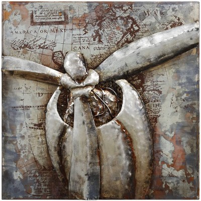 Empire Art Direct "Retro Airplane 1" Mixed Media Hand Painted Iron Wall Sculpture by Primo - BGKDCT0NM