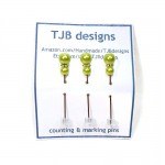 Lime Green Beaded Counting Pins for Cross Stitch and Needlepoint - BJUOCRSTN
