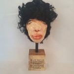 Mixed Media Plaster Head Sculpture Realistic Face Weird Quirky - B03GP3JA7