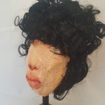 Mixed Media Plaster Head Sculpture Realistic Face Weird Quirky - B03GP3JA7