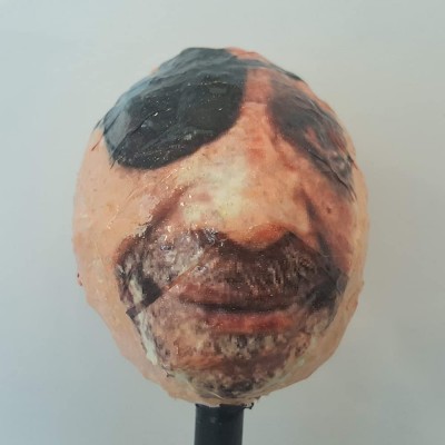 Mixed Media Plaster Head Sculpture Realistic Face Weird Quirky - B218M26AQ